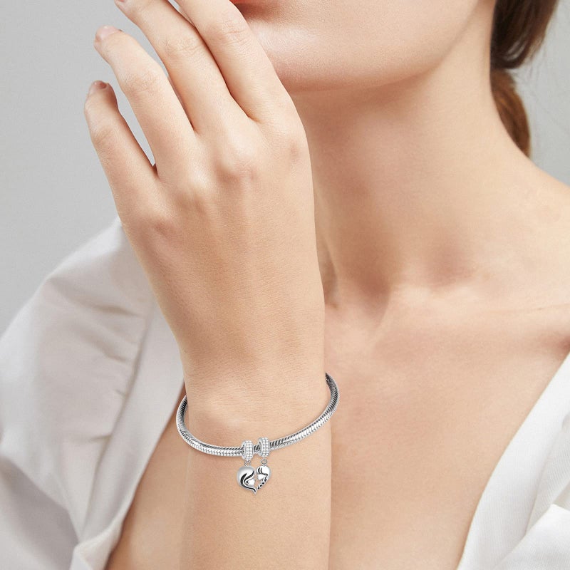 GNOCE [2 Pack Mother and Daughter Charms for Bracelet/Necklace 925 Sterling Silver Mom Love Heart Dangle Charms for Women Mom Mother's Day Gift - Image 5